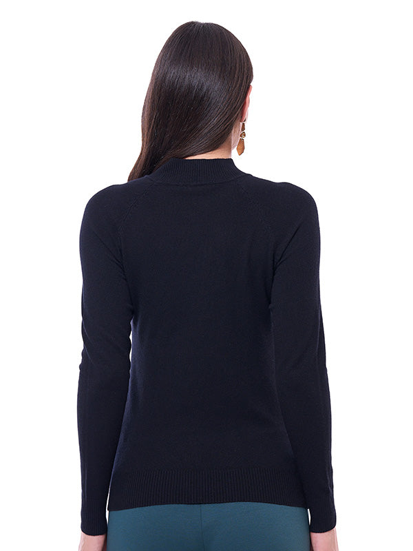 Suéter de Jersey Liso con Cuello Alto