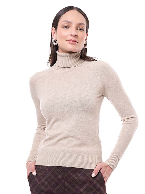 Suéter de Jersey Liso con Cuello Tortuga
