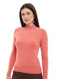 Suéter de Jersey Liso con Cuello Alto y Aplicación de Transfer