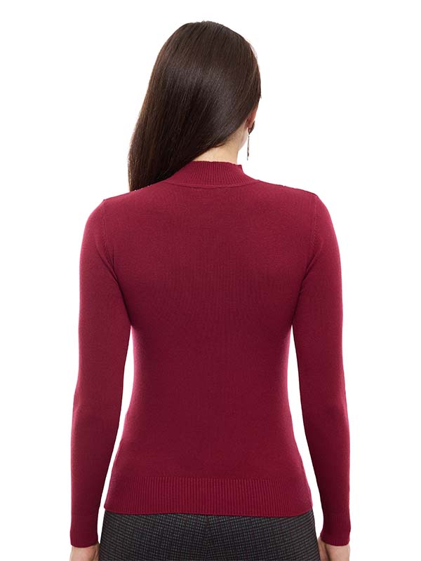 Suéter de Jersey Liso con Cuello Alto y Aplicación de Transfer
