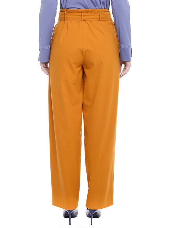 Pantalón Recto con Cinturón y Bolsas