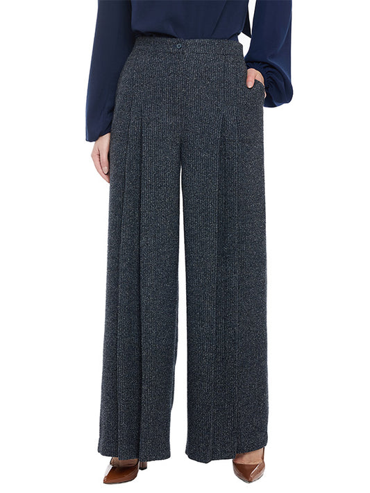 Pantalón Pierna Amplia con Tablas Frontales