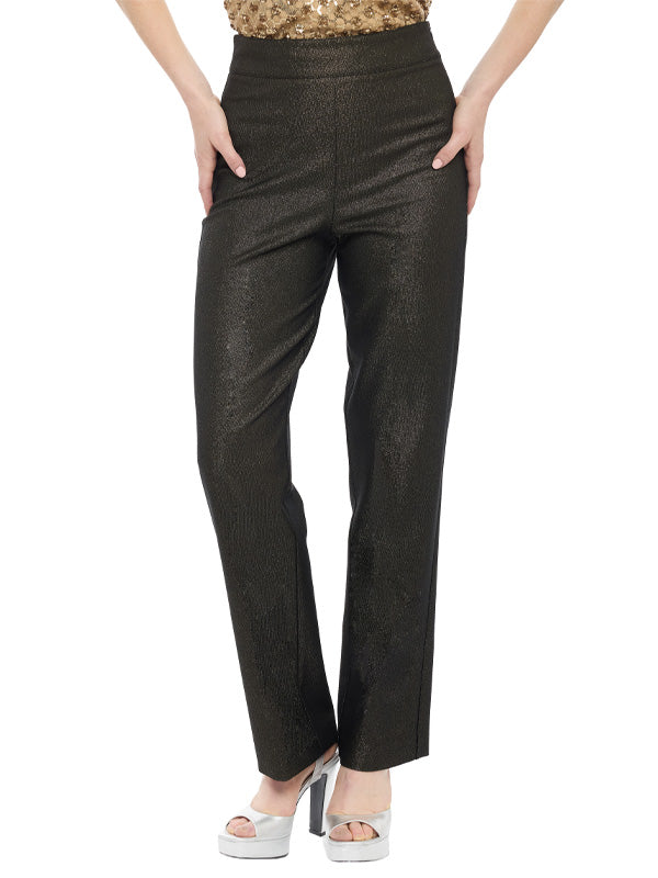 Pantalón Recto Tela con Lurex y Cierre Invisible