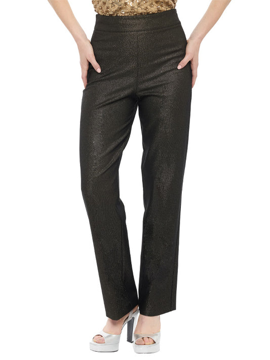 Pantalón Recto Tela con Lurex y Cierre Invisible