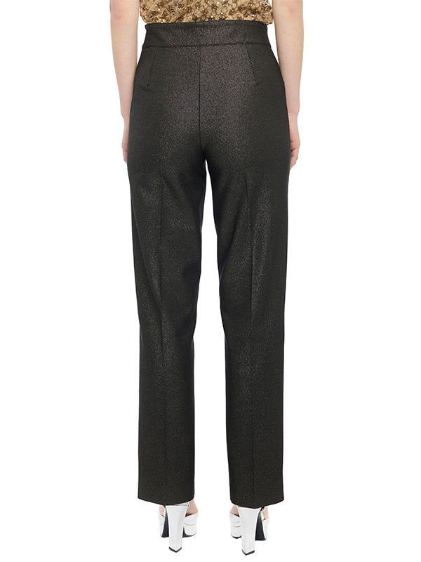 Pantalón Recto Tela con Lurex y Cierre Invisible