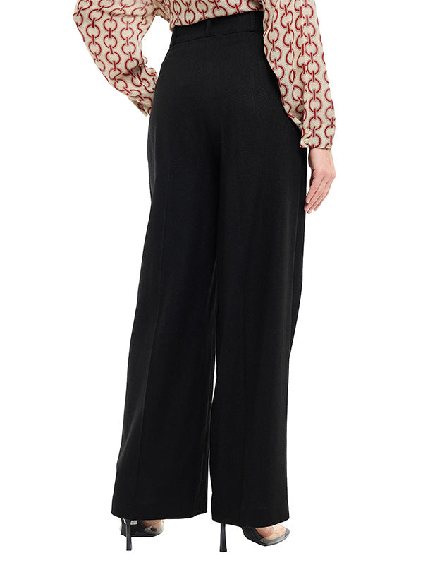 Pantalón de Pierna Amplia con Alforza y Bolsas