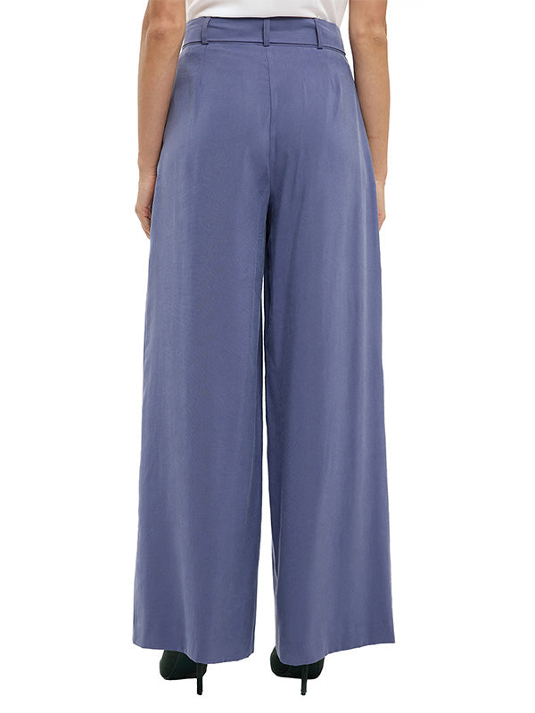 Pantalón de pierna amplia con bolsas funcionales y cinta de amarre