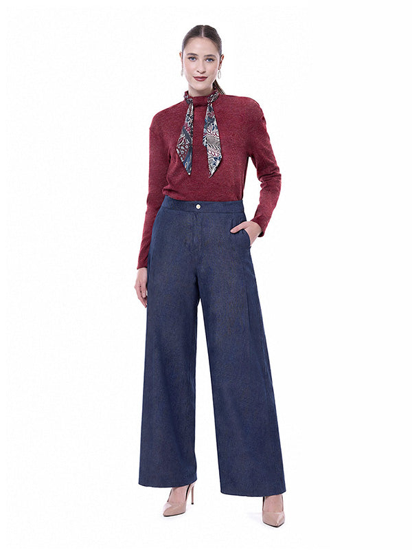 Jeans para Dama con Costura Lateral de Bolsa a Ruedo