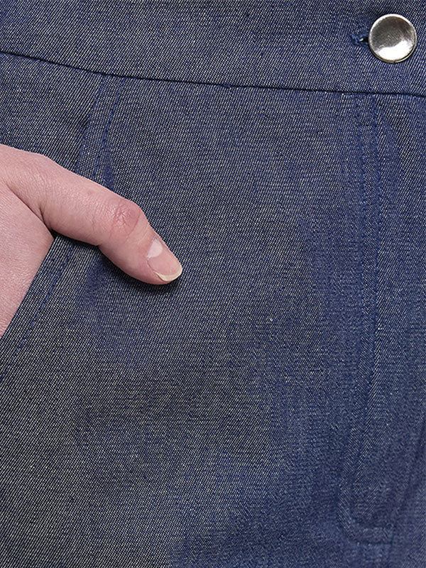 Jeans para Dama con Costura Lateral de Bolsa a Ruedo