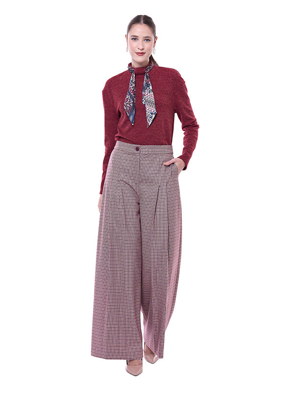 Pantalón Amplio con Tablones y Bolsas Diagonales