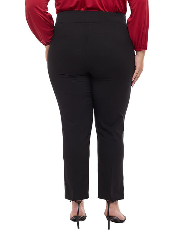 Pantalón liso con elástico en cintura y bolsas