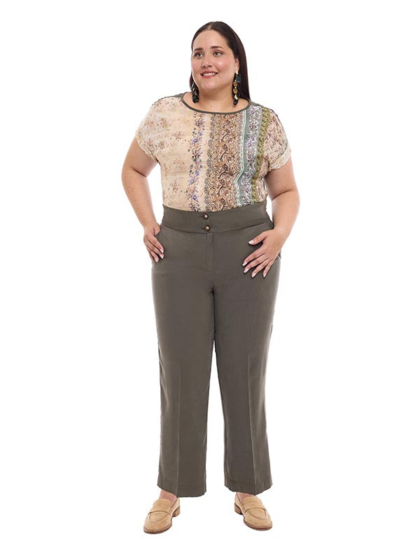 Pantalón para Dama con Elástico Trasero y Botones