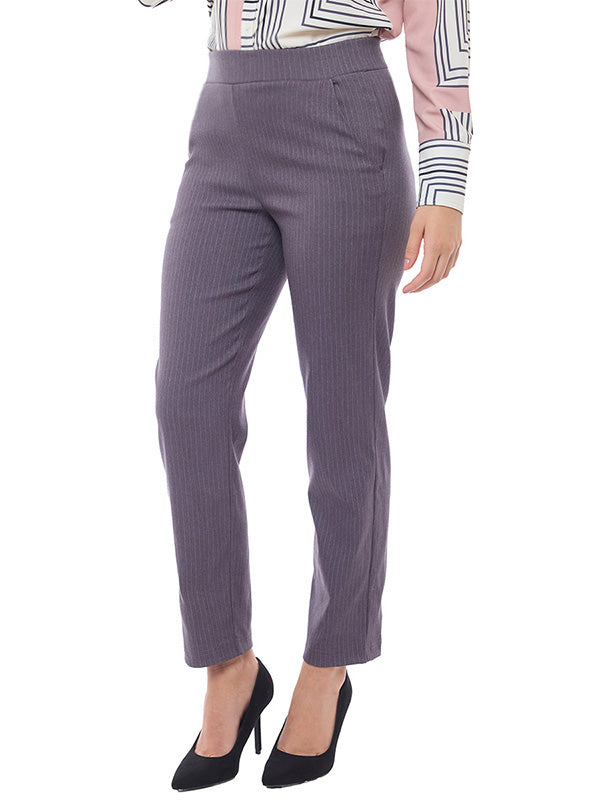 Pantalón de Bengalina Rayado de Cintura Alta con Pinzas