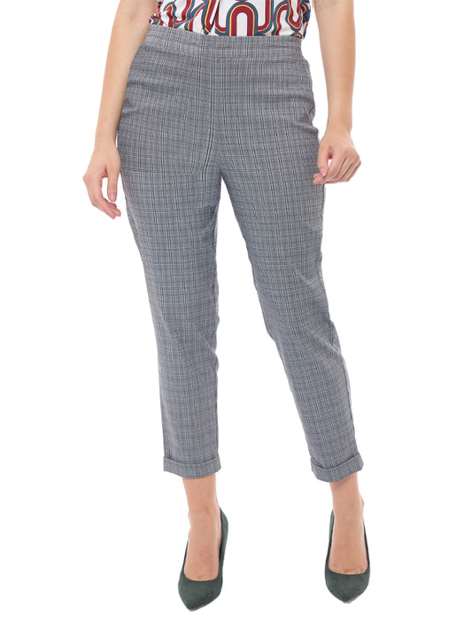 Pantalón de Bengalina con Estampado de Cuadros