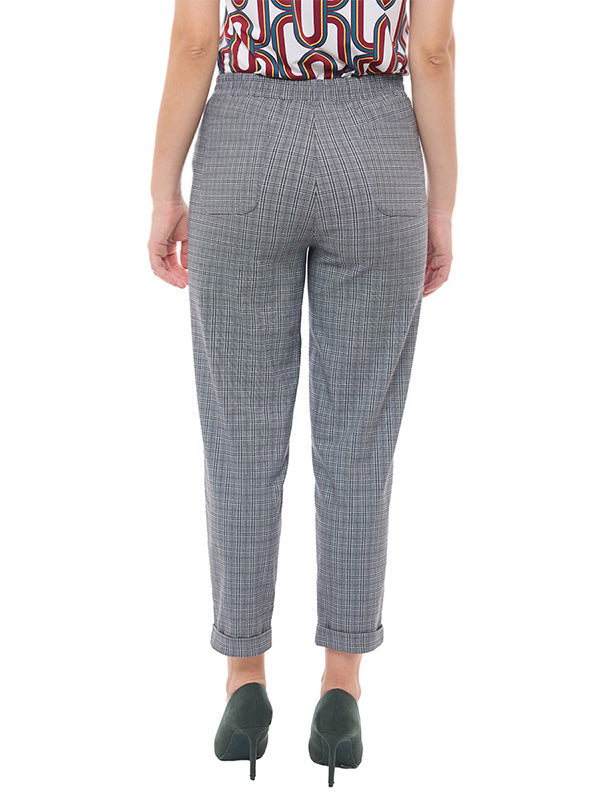 Pantalón de Bengalina con Estampado de Cuadros