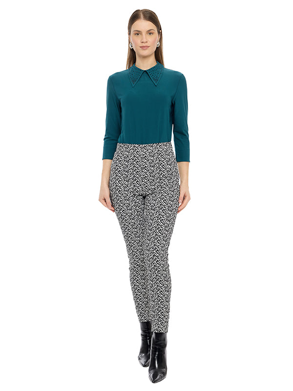 Pantalón Skinny de Bengalina con Estampado Floral