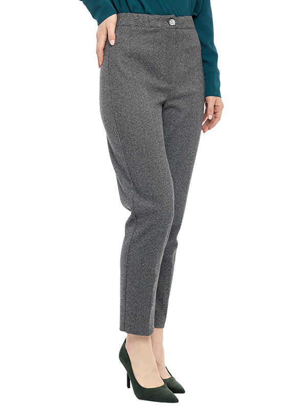 Pantalón de Tafetán con Pinzas Cintura Media y Corte Skinny