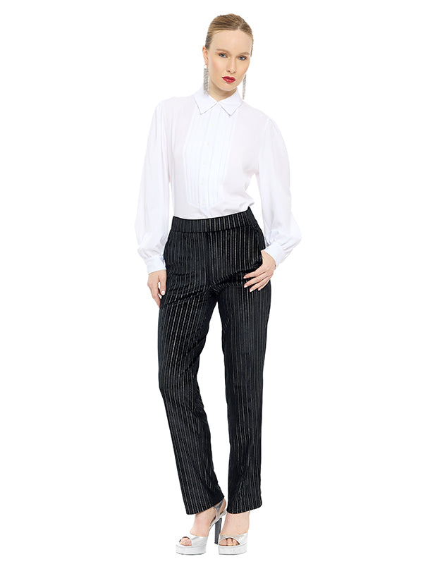 Pantalón Velour Estampado a Rayas