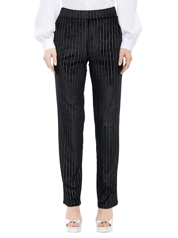 Pantalón Velour Estampado a Rayas
