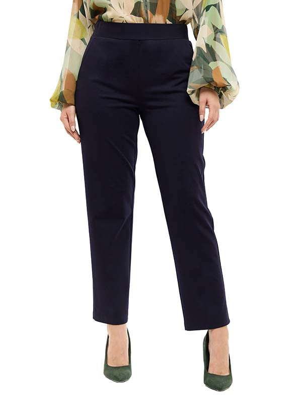 Pantalón de Super Ponti Liso de Cintura Alta y Corte Recto