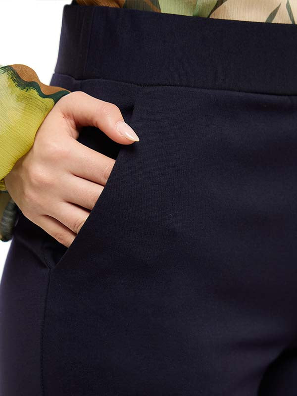 Pantalón de Super Ponti Liso de Cintura Alta y Corte Recto