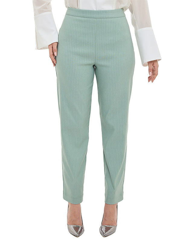 Pantalón de Tafetán Estampado a Rayas