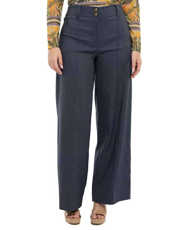 Pantalón Bengalina Liso de Cintura Alta y Corte Acampanado
