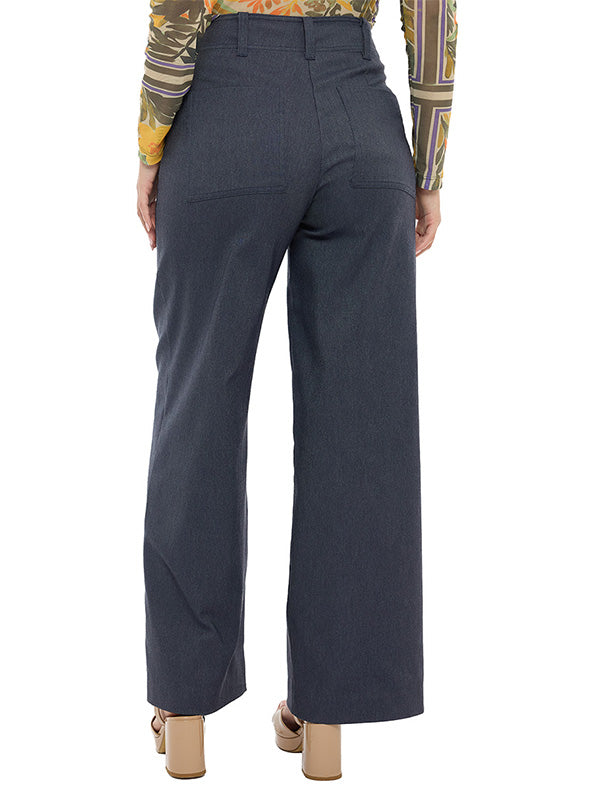 Pantalón Bengalina Liso de Cintura Alta y Corte Acampanado