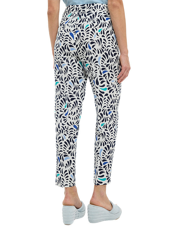 Pantalón de Lino Estampado Multiformas de Cintura Alta y Corte Skinny