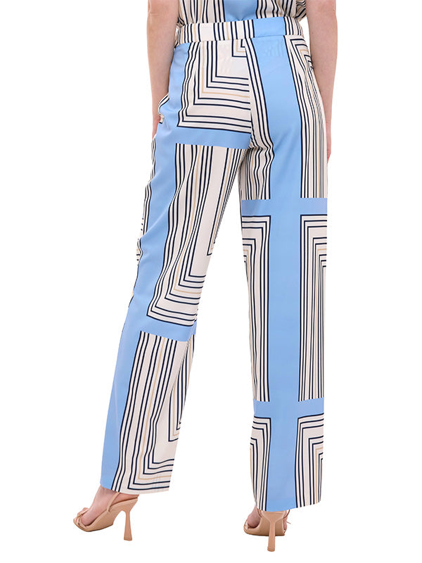 Pantalón de Tafetán Estampado Geométrico