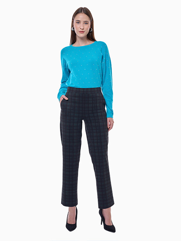 Pantalón de Super Ponti con Estampado Escocés y Corte Recto