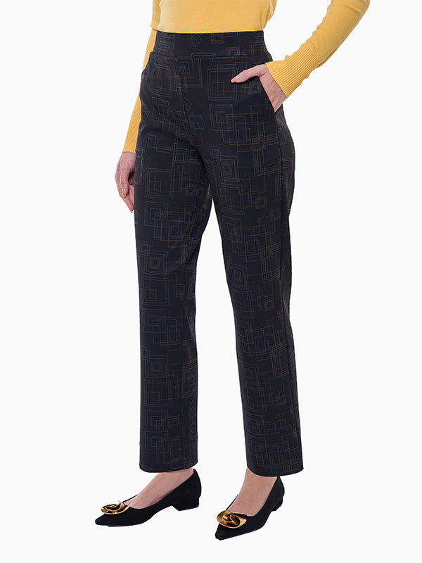 Pantalón de Super Ponti con Estampado Geométrico y Corte Recto