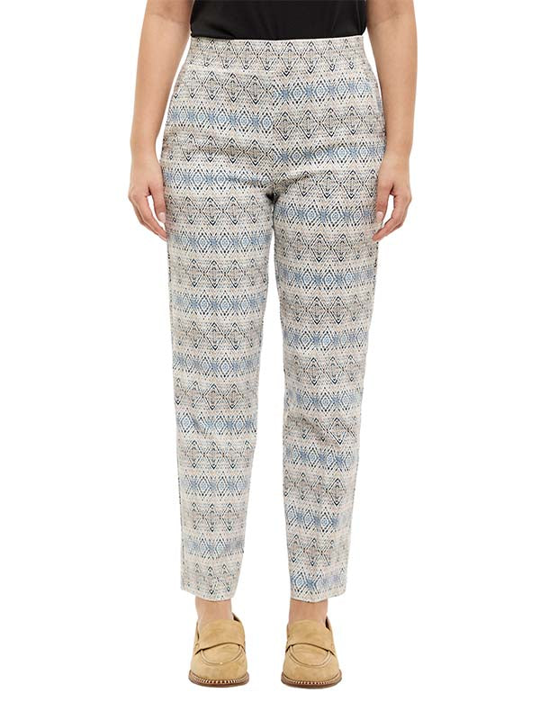 Pantalón de Bengalina con Estampado Étnico y Corte Recto