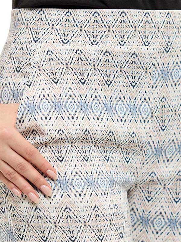 Pantalón de Bengalina con Estampado Étnico y Corte Recto