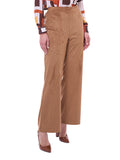 Pantalón de Suede para Dama Liso Cintura Alta Pierna Recta con Elástico