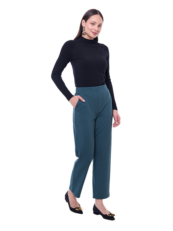 Pantalón de Super Ponti Liso con Cintura Alta y Pierna Recta