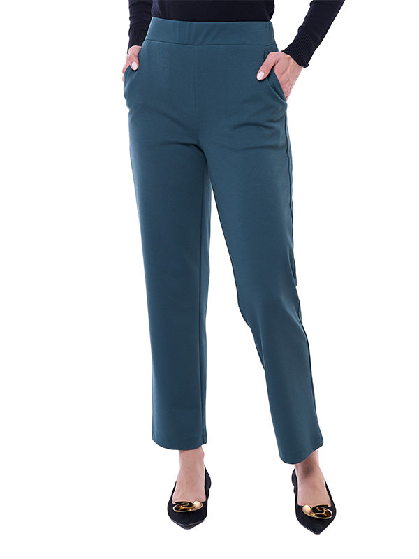 Pantalón de Super Ponti Liso con Cintura Alta y Pierna Recta