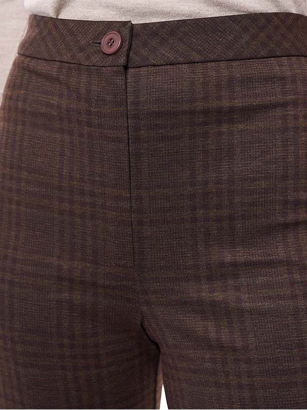 Pantalón de Super Ponti para Dama Estampado Escocés Cintura Alta