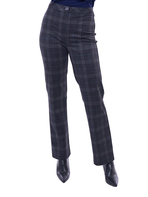 Pantalón de Super Ponti para Dama Estampado Escocés Cintura Alta