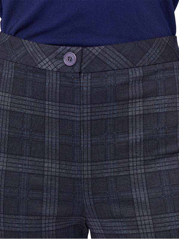 Pantalón de Super Ponti para Dama Estampado Escocés Cintura Alta