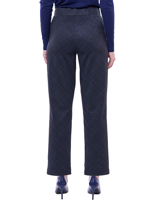 Pantalón de Super Ponti para Dama Estampado Escocés Cintura Alta con Bolsas