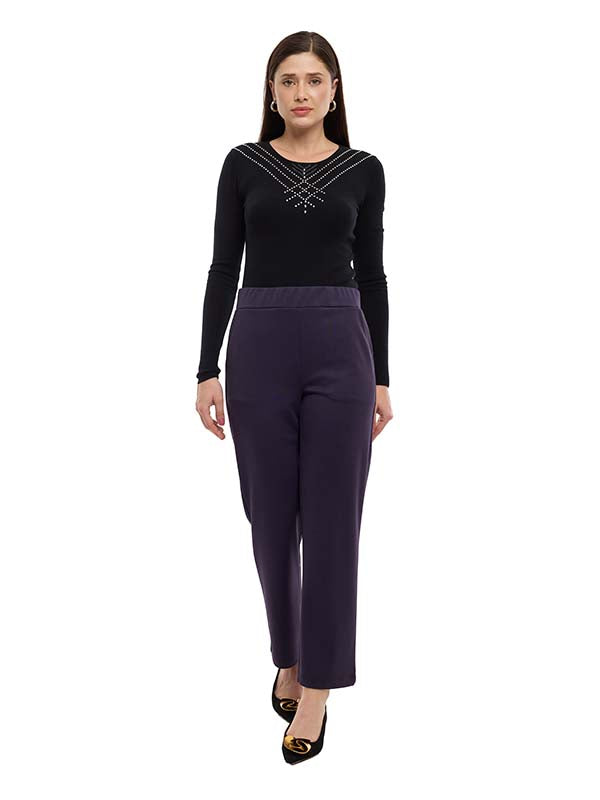 Pantalón de Super Ponti para Dama Liso con Pinzas Cintura Alta