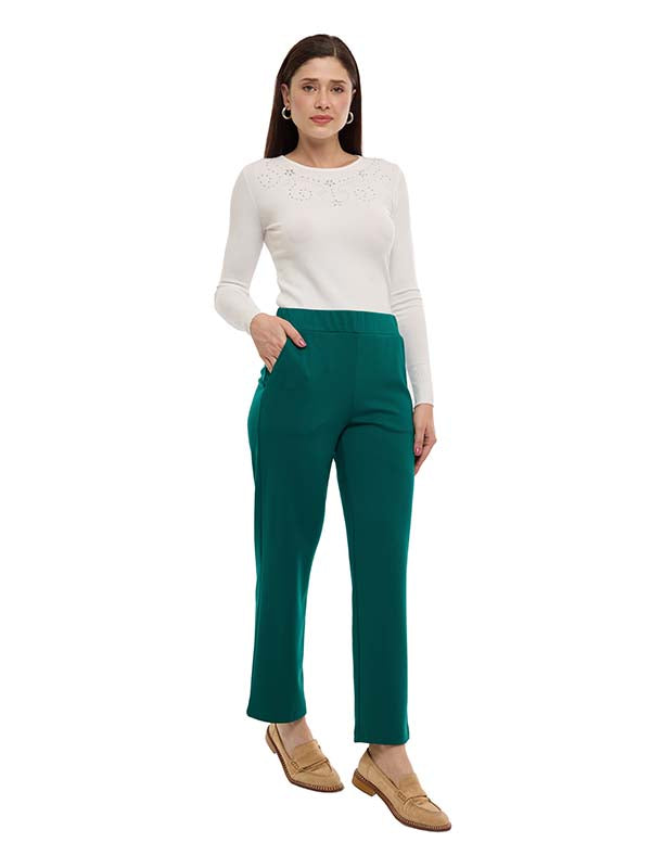 Pantalón de Super Ponti para Dama Liso con Pinzas Cintura Alta