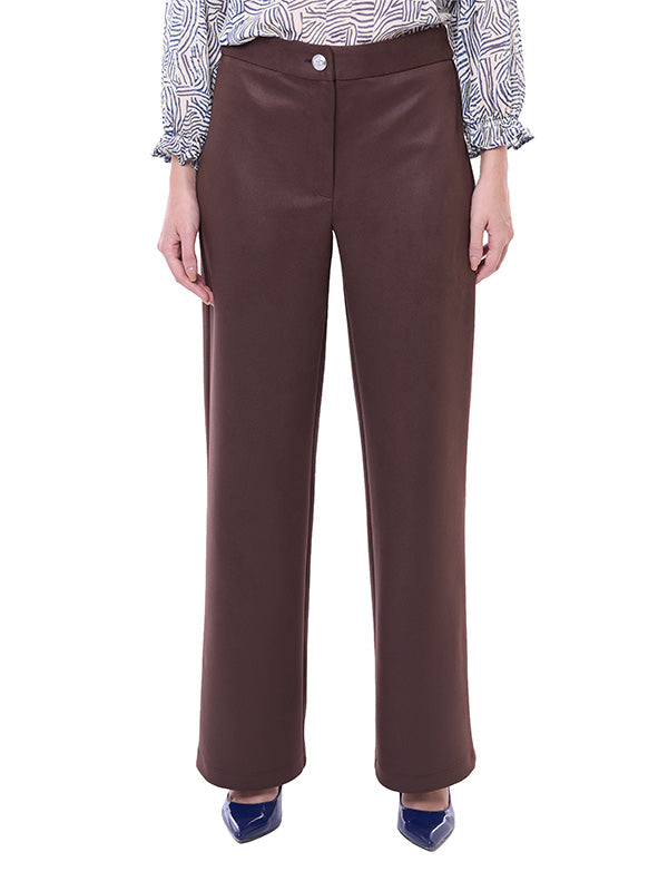 Pantalón de Súper Ponte Liso de Cintura Alta y Pierna Recta