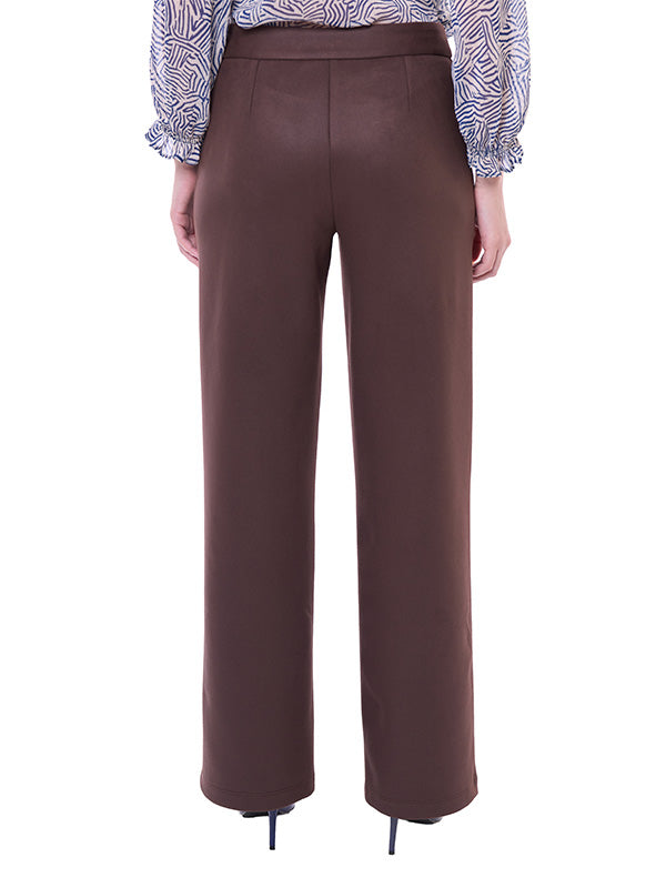 Pantalón de Súper Ponte Liso de Cintura Alta y Pierna Recta