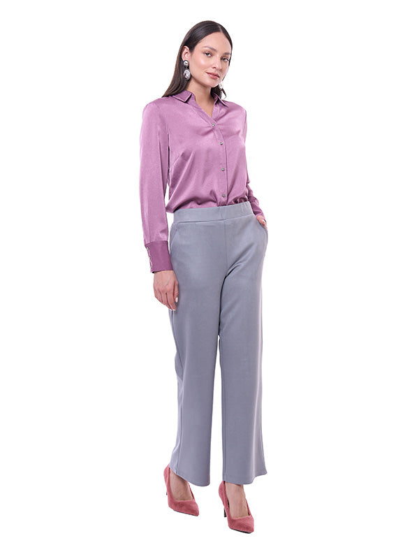 Pantalón de Super Ponti para Dama Liso Cintura Alta Pierna Recta