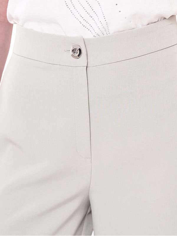 Pantalón de Tafetán para Dama Liso Cintura Alta Pierna Recta con Botón