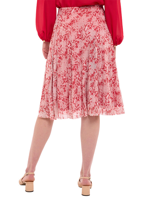 Falda Mesh Estampado Floral Línea A con Forro y Cintura Elástica
