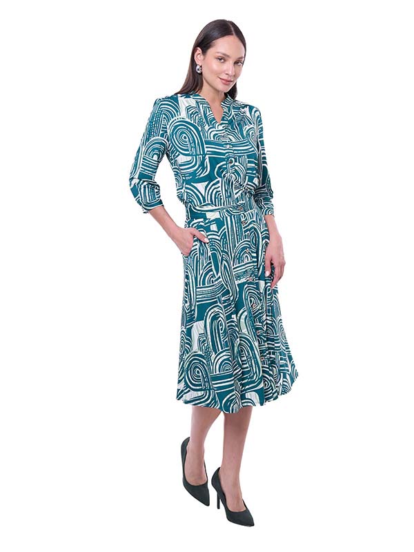 Falda de Jersey para Dama Estampado Geométrico Larga con Botones