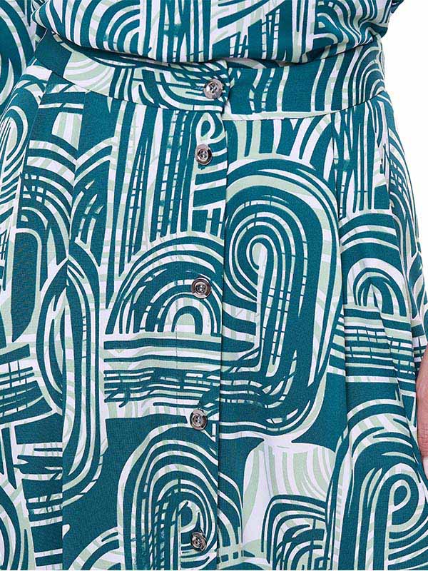 Falda de Jersey para Dama Estampado Geométrico Larga con Botones